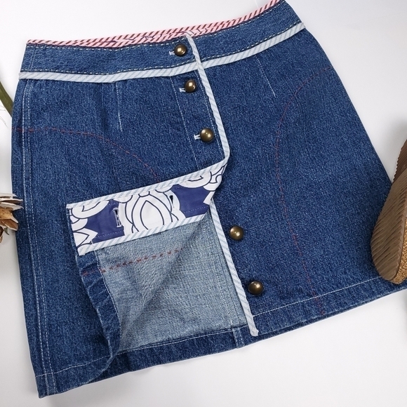 New Etcetera Blue Jean Denim Candy Cane Button Front Size 8 - Picture 8 of 13